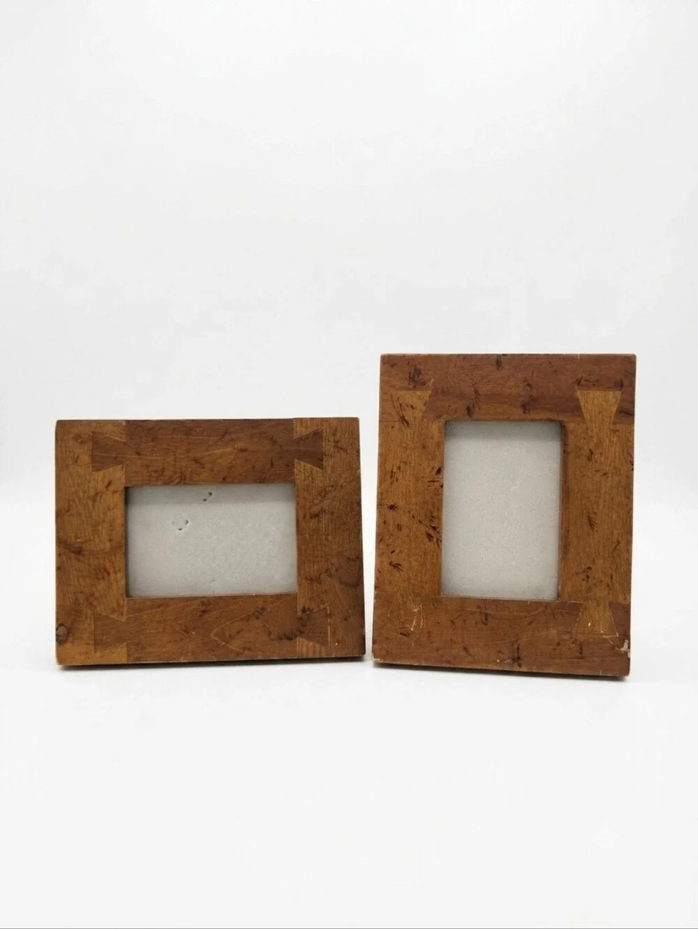 Vintage Wood Picture Frame Set with Exposed Dovetail Joinery Artisan Style
